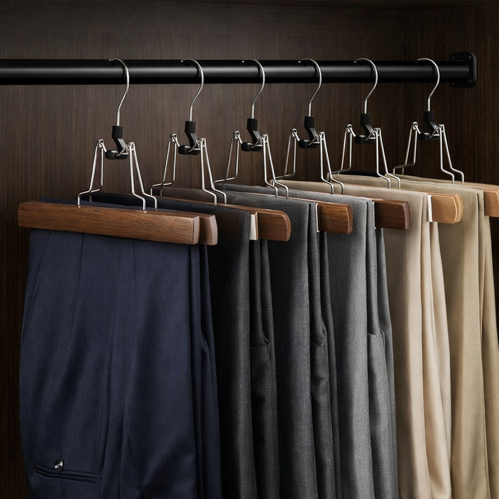 Cintre pince pantalon en bois antidérapant – lot de 5 à 30 pièces - Aeraly