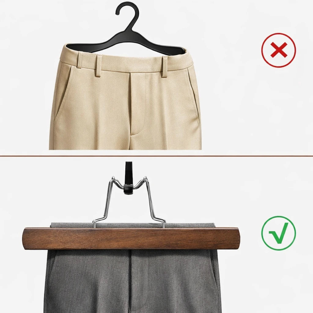 Cintre pince pantalon en bois antidérapant – lot de 5 à 30 pièces