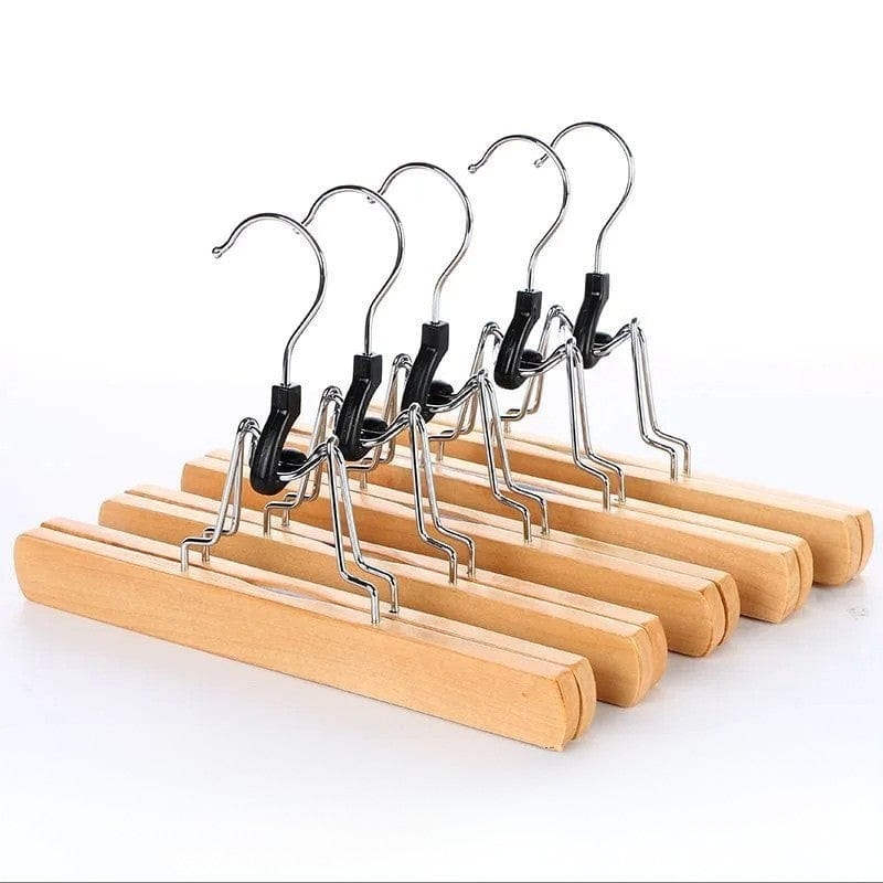 Cintre pince pantalon en bois antidérapant – lot de 5 à 30 pièces 5 PCS / Bois