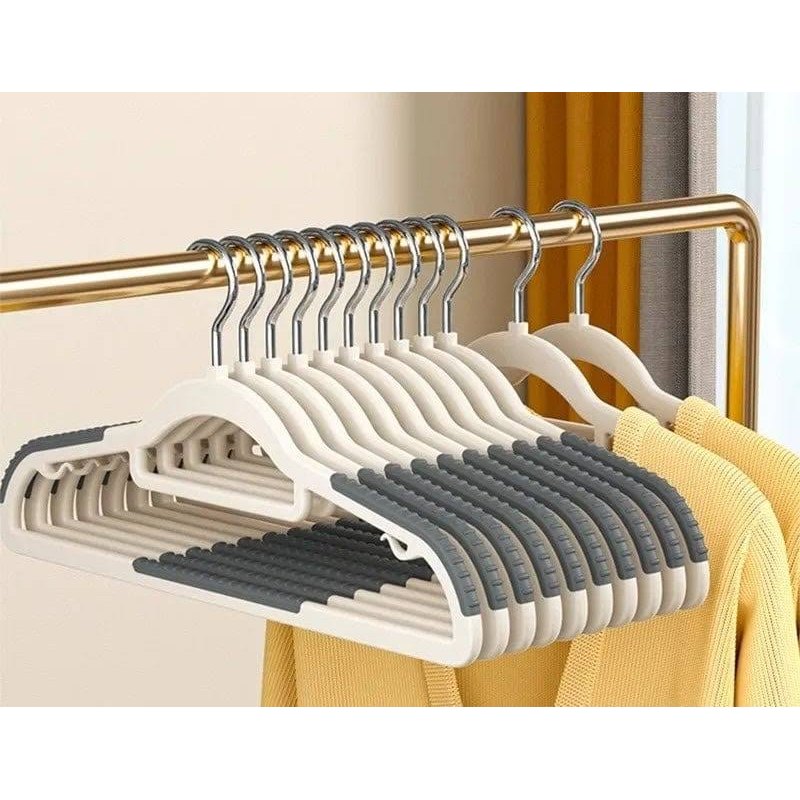 Cintre plastique antidérapant  – lot de 10 pièces Gris Aeraly