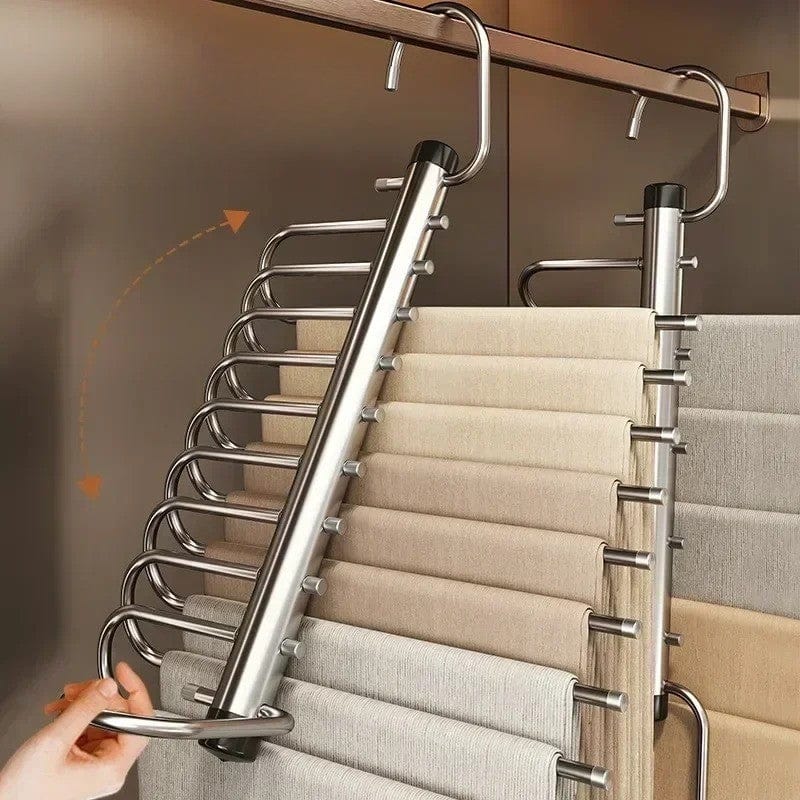 Cintre porte pantalon pliable – gain de place 5 ou 9 niveaux