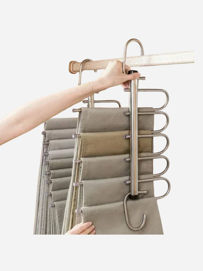 Cintre porte pantalon pliable – gain de place 5 ou 9 niveaux