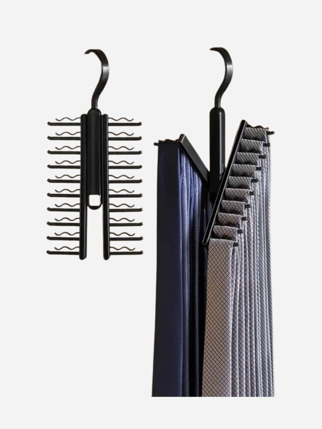 Cintre pour cravates & ceintures avec 20 clips antidérapant Noir