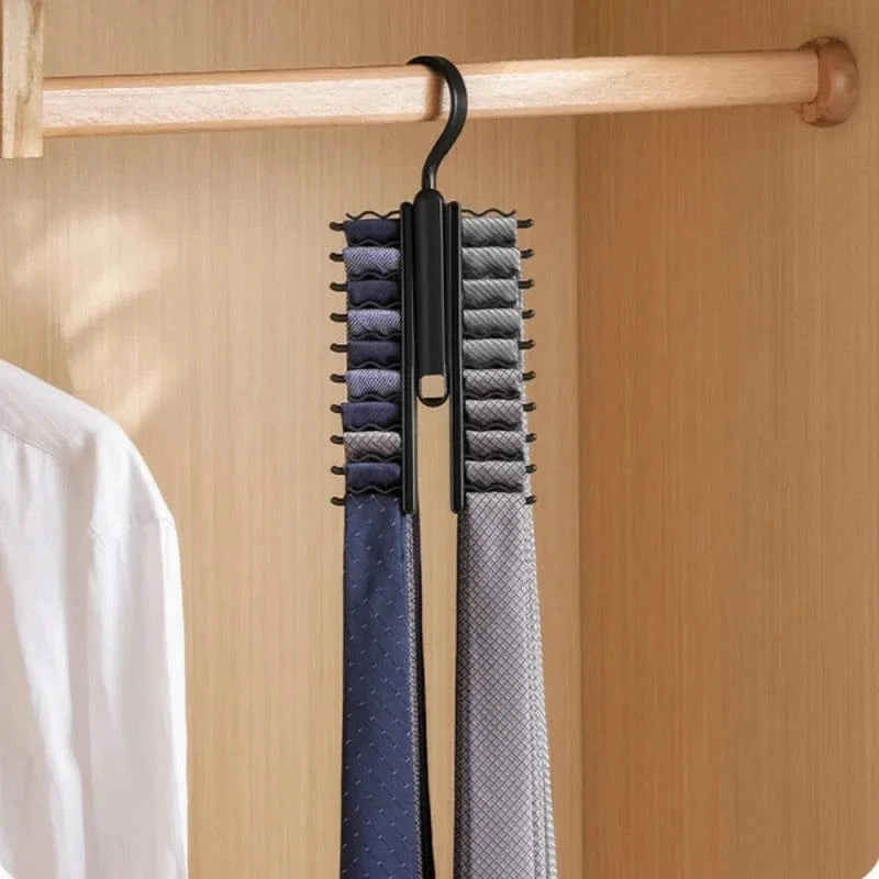 Cintre pour cravates & ceintures avec 20 clips antidérapant Noir