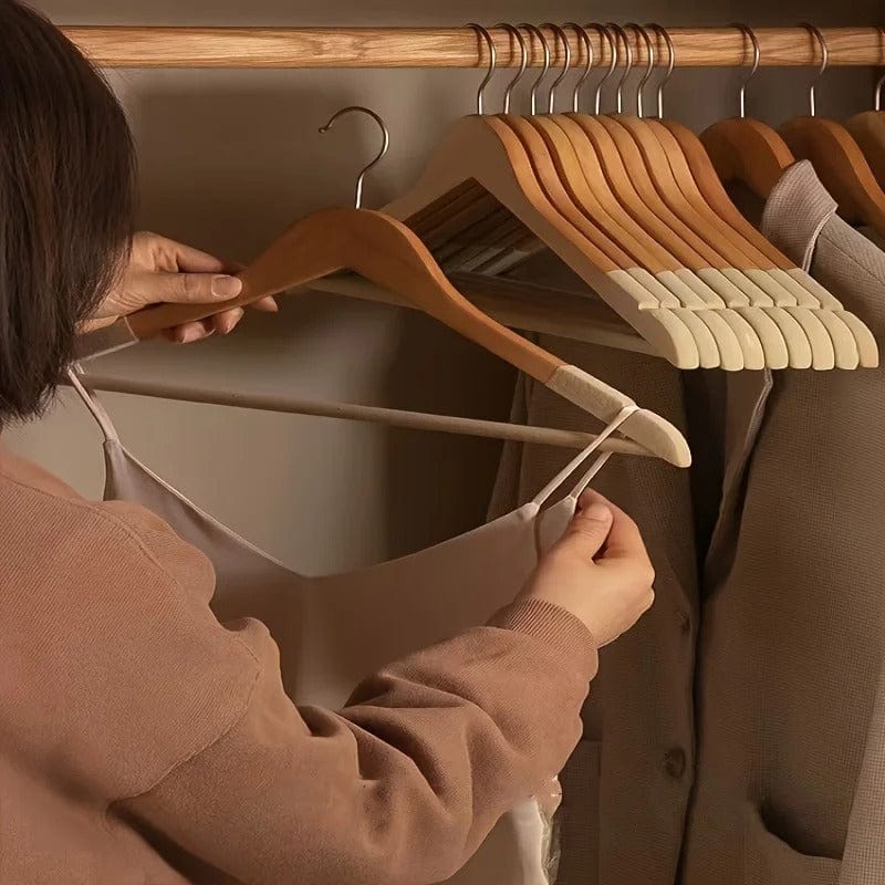 Cintre pour vêtement en bois antidérapant – Lot de 5 Bois