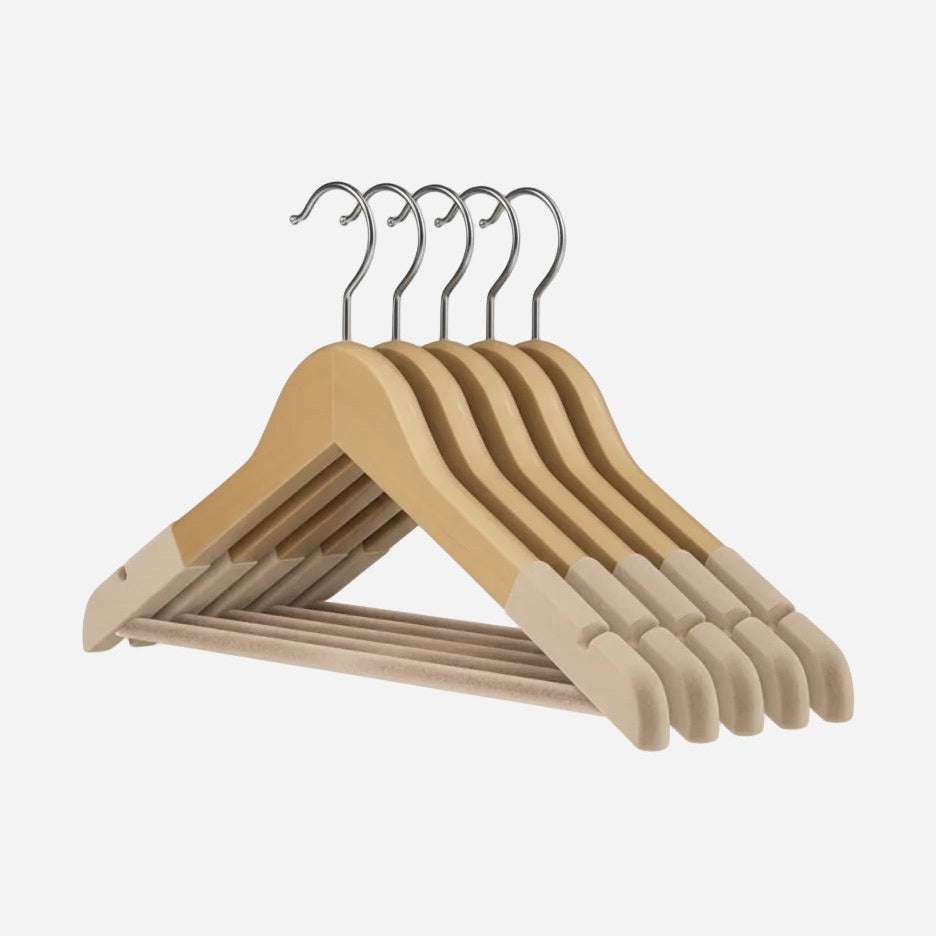 Cintre pour vêtement en bois antidérapant – Lot de 5 - Aéraly