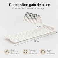 Cintre pantalon gain de place – Lot de 10 inox antidérapants