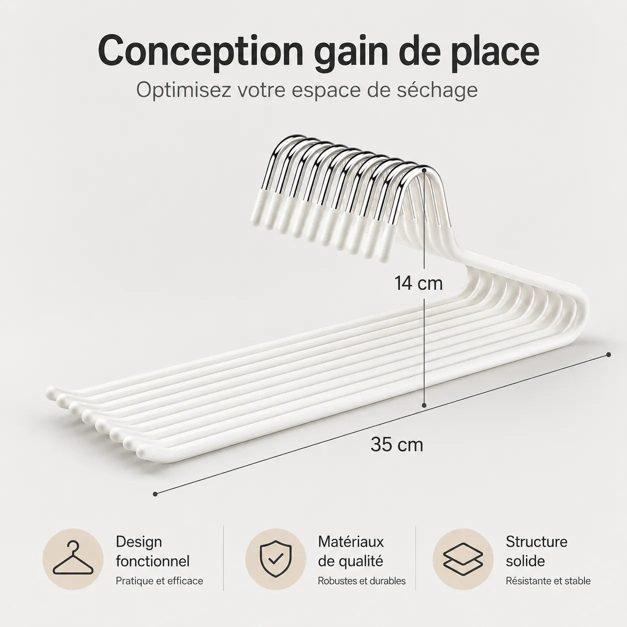 Cintre pantalon gain de place – Lot de 10 inox antidérapants