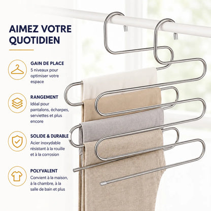Cintre multiple pantalon - 5 niveaux gain de place