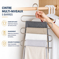 Multi-tier trousers hanger - 5-level space-saving