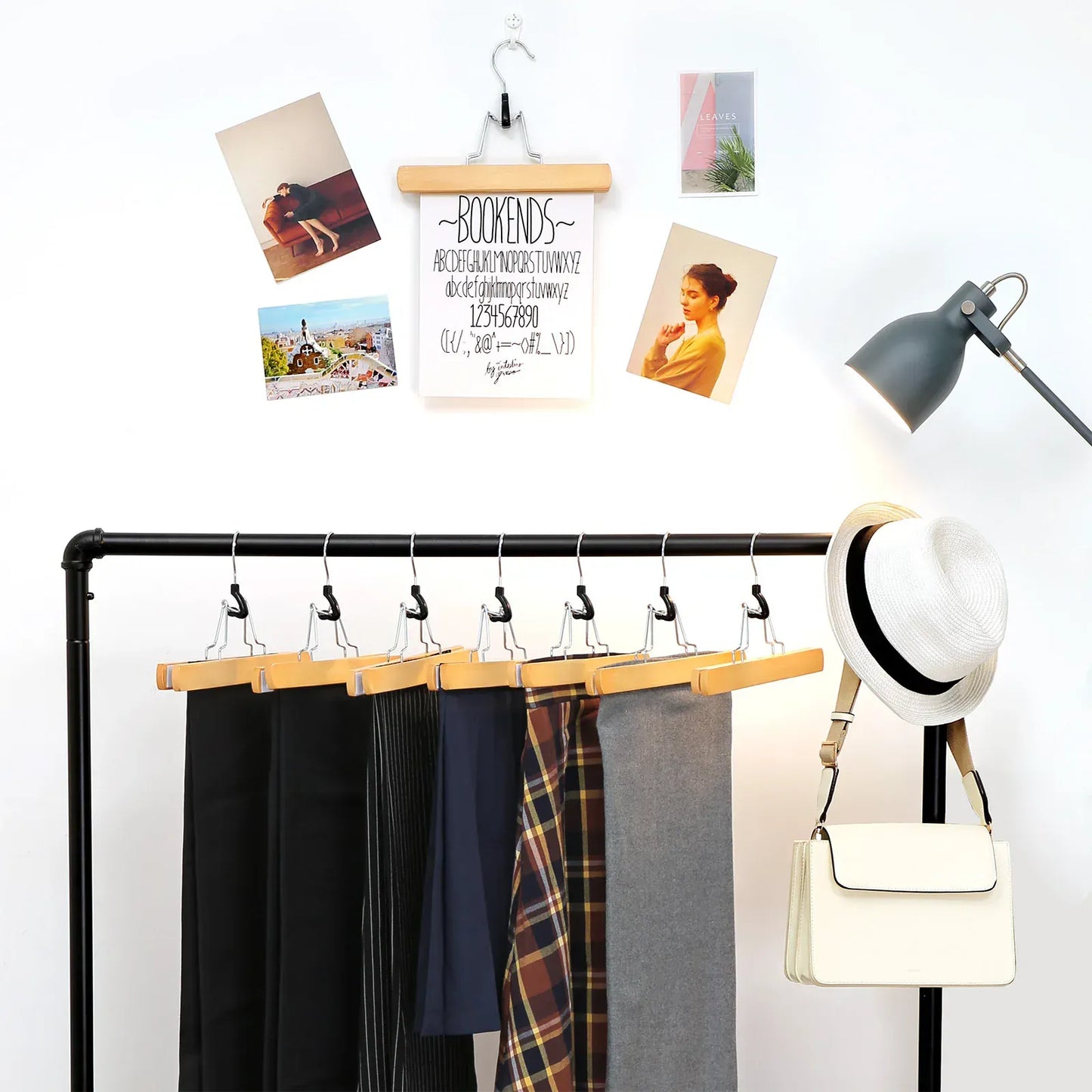 Cintres bois pantalons jupes anti glissement - Lots de 12 Bois - 12PCS