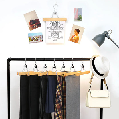 Cintres bois pantalons jupes anti glissement - Lots de 12 Bois - 12PCS