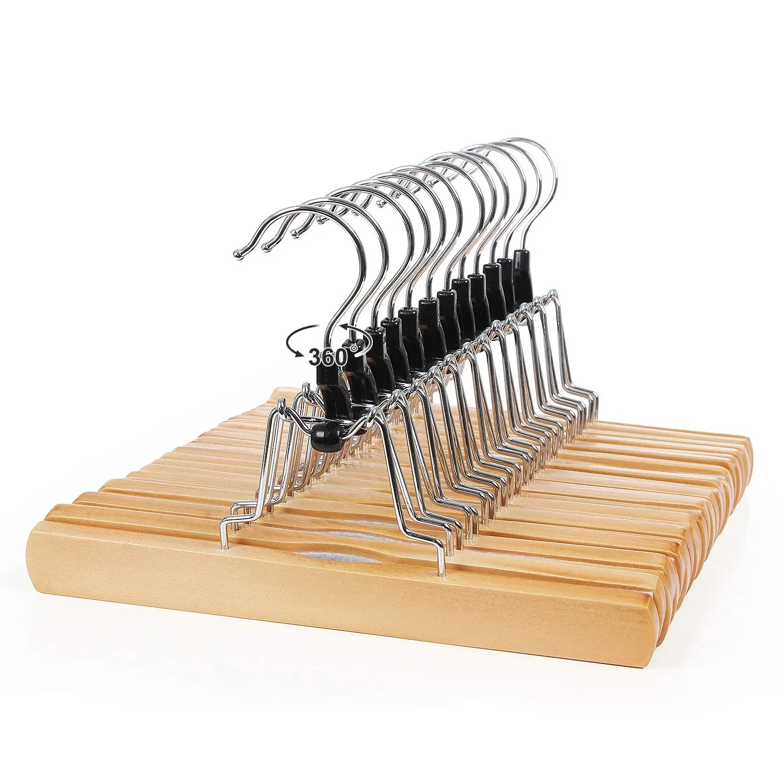 Cintres bois pantalons jupes anti glissement - Lots de 12 Bois - 12PCS