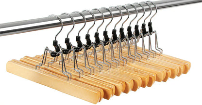 Cintres bois pantalons jupes anti glissement - Lots de 12 Bois - 12PCS