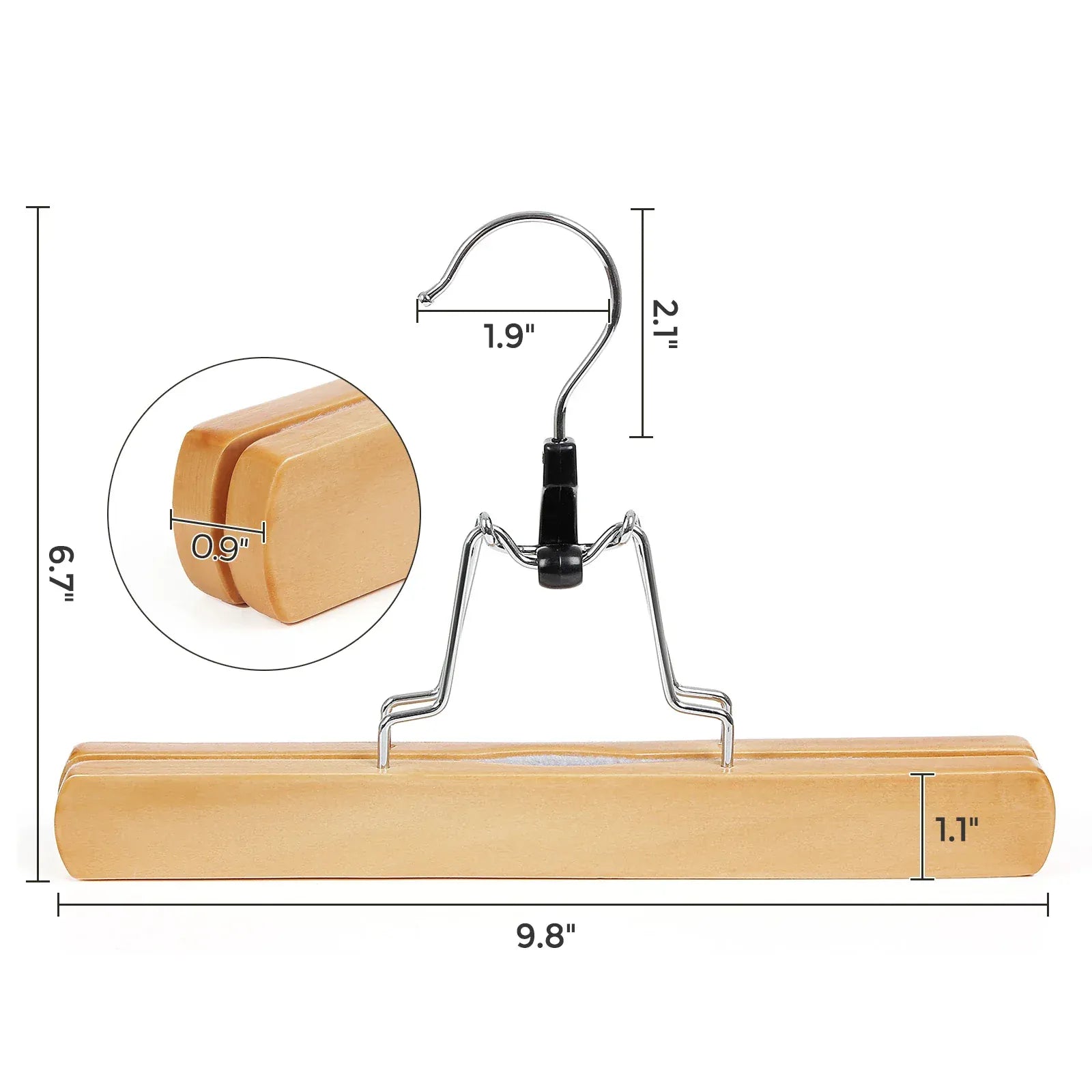 Cintres bois pantalons jupes anti glissement - Lots de 12 Bois - 12PCS