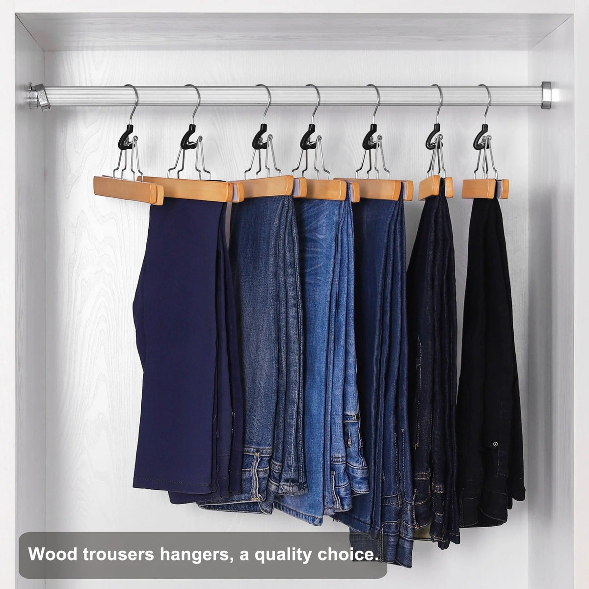 Cintres bois pantalons jupes anti glissement - Lots de 12 - Aeraly