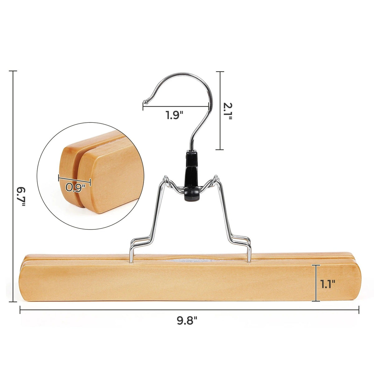 Cintres bois pantalons jupes anti glissement - Lots de 12 - Aeraly