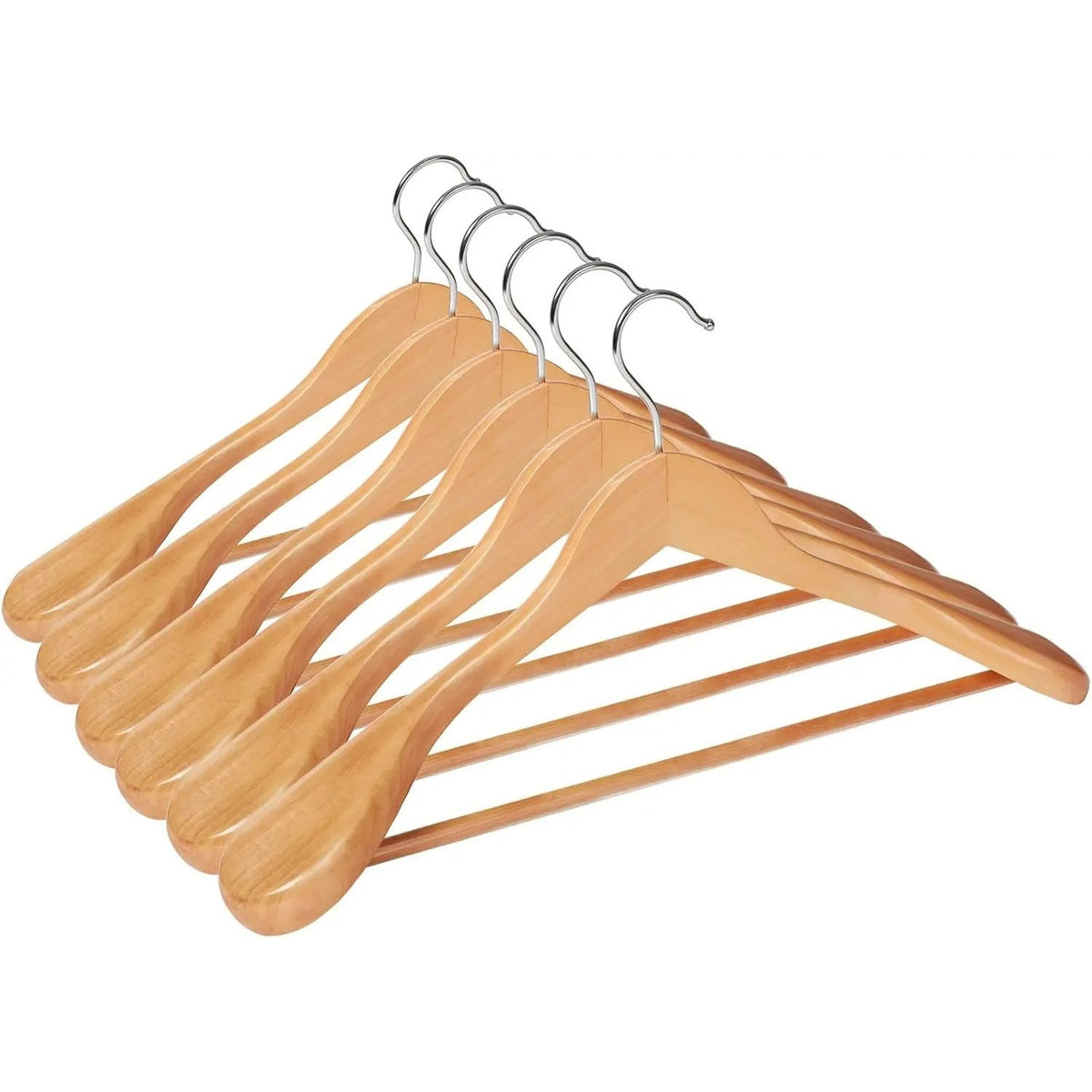 Ensemble cintres bois massif antidérapants - Lot de 6 - Aeraly