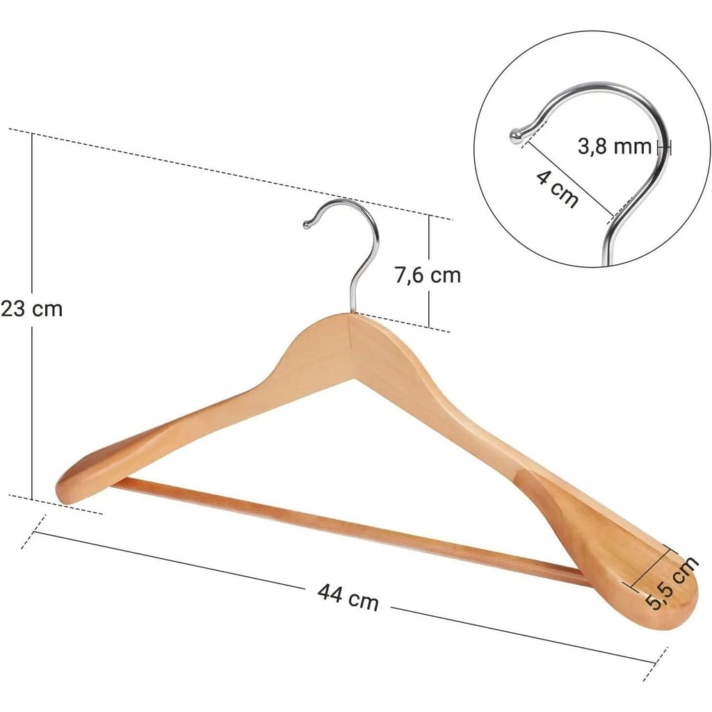 Ensemble cintres bois massif antidérapants - Lot de 6 - Aeraly