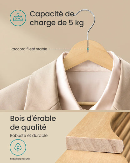 cintres en bois de bouleau élégants - lot de 30 30PCS - Bois