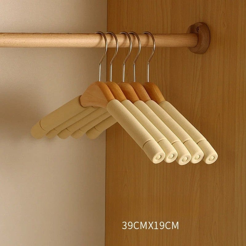 Cintres en mousse et bois – Lot de 5 porte-habits élégants Blanc - Femme