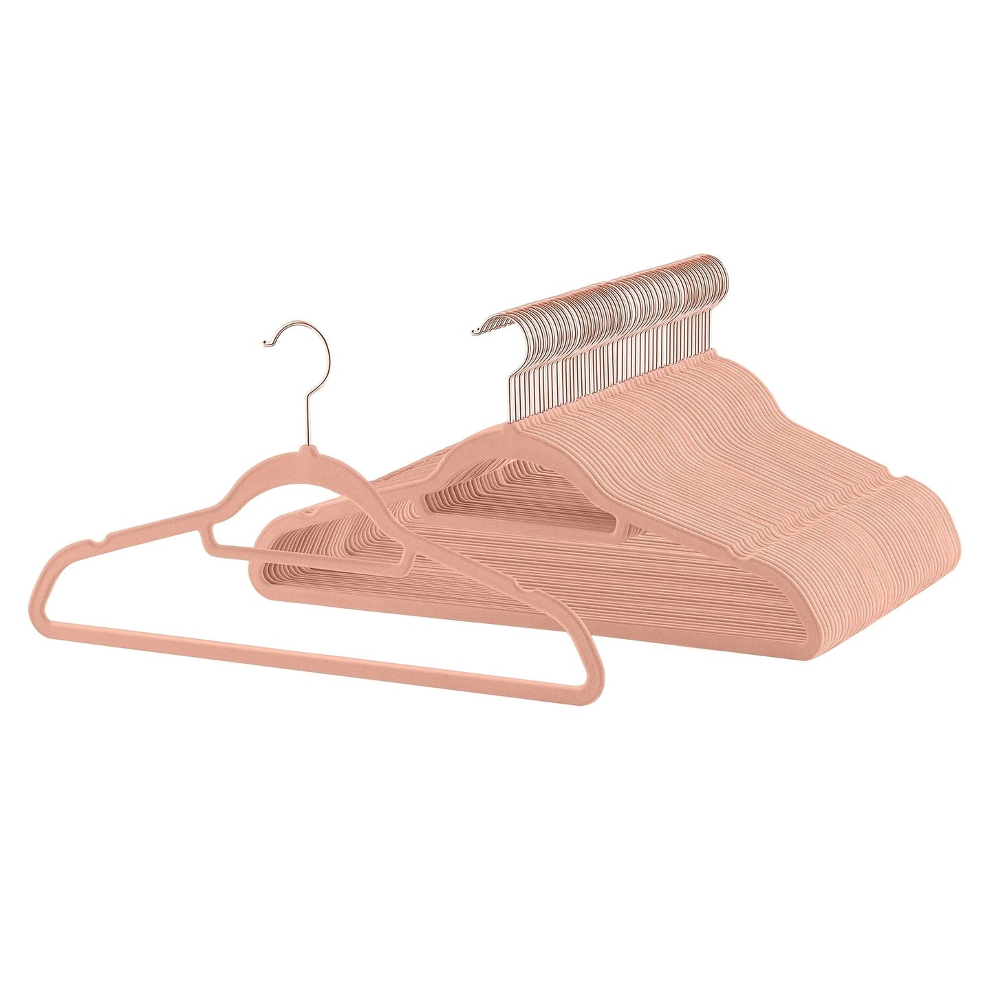 cintres en velours, lot de 30, antidérapants, avec crochets rose gold pivotants, épaisseur 0,6 cm, longueur 45 cm,pour manteaux Rose Clair et Rose Gold / L / france