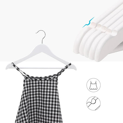 SONGMICS Wood Children's Hangers, Pack of 20 Kid's Clothes Hangers, with Trousers Bar, Shoulder Notches, 360° Swivel Hook, 35 cm Blanc et Argent / GERMANY