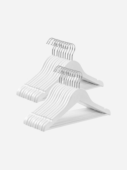 Cintres enfant bois pratiques : Lot de 20 cintres avec barre pantalon Blanc