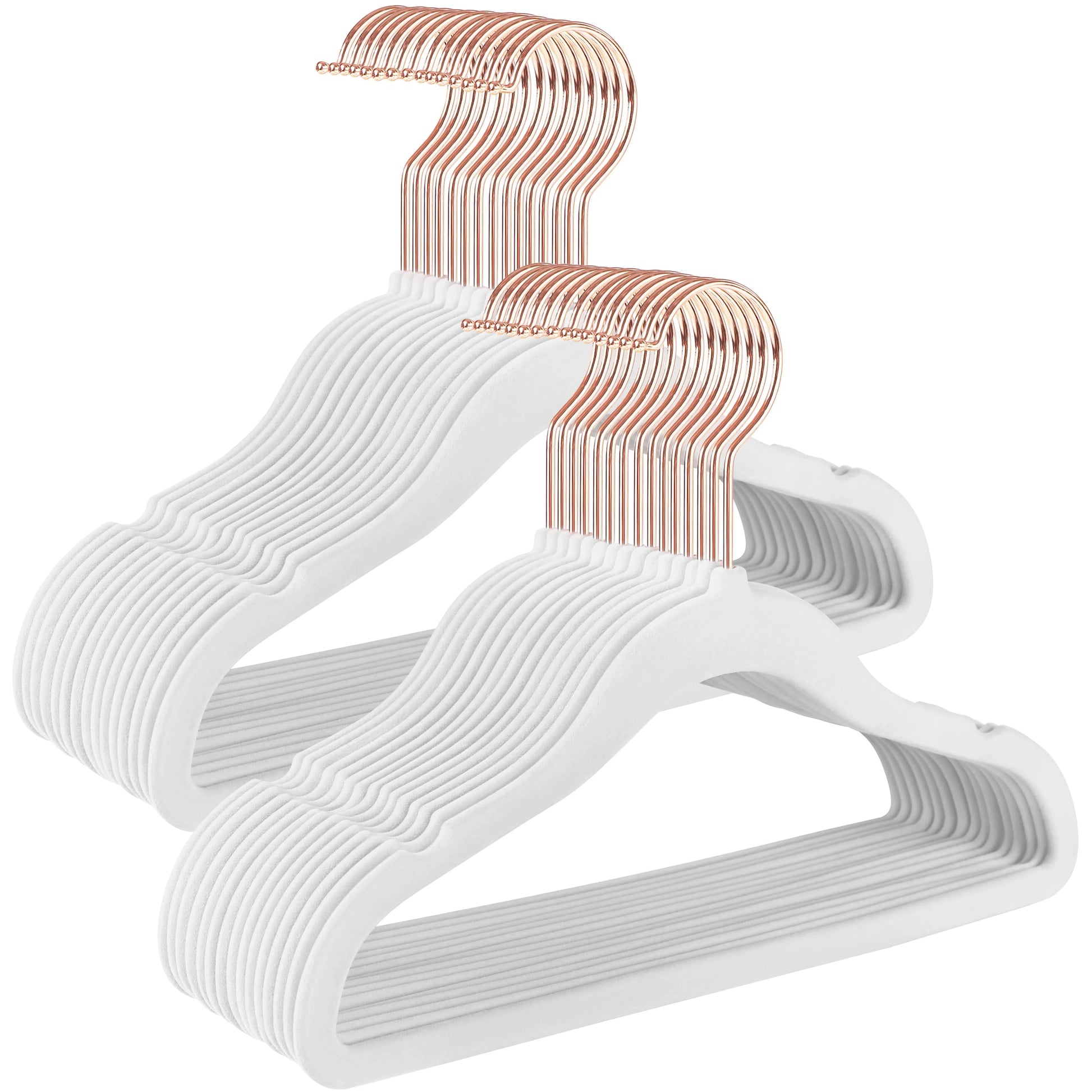 Cintres Enfants, Lot de 50, en Velours, avec Crochets Argentés Pivotants à 360°, Cintres pour Vêtements, Gain de Place,Beige WHITE / france