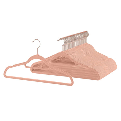 cintres en velours, lot de 30, antidérapants, avec crochets rose gold pivotants, épaisseur 0,6 cm, longueur 45 cm,pour manteaux Rose Clair et Rose Gold / L / france