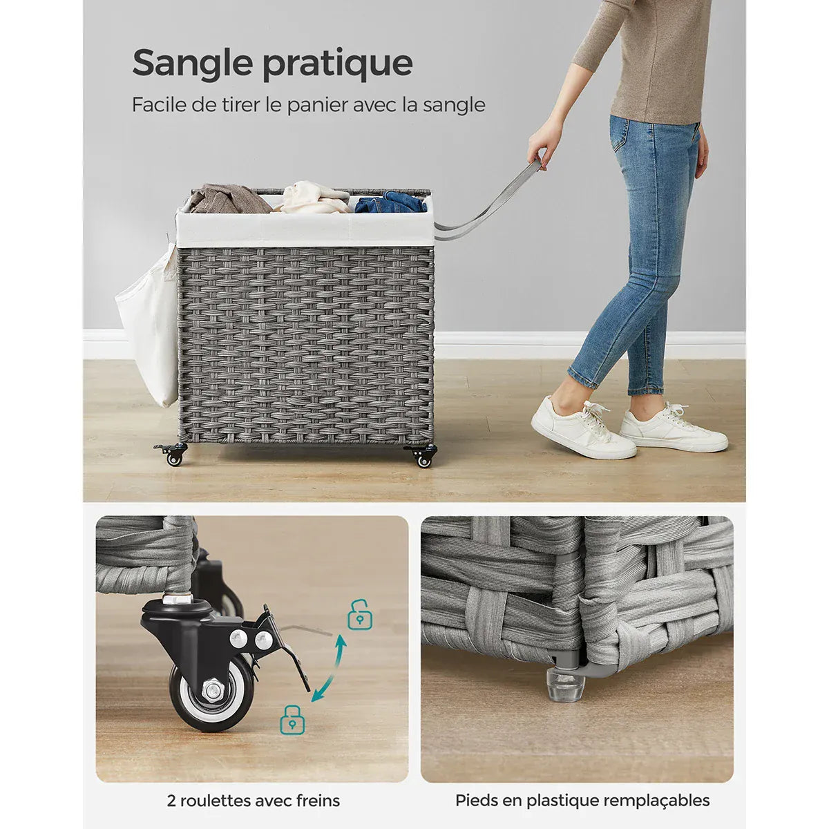 Coffre à linge sale - Sur roulette