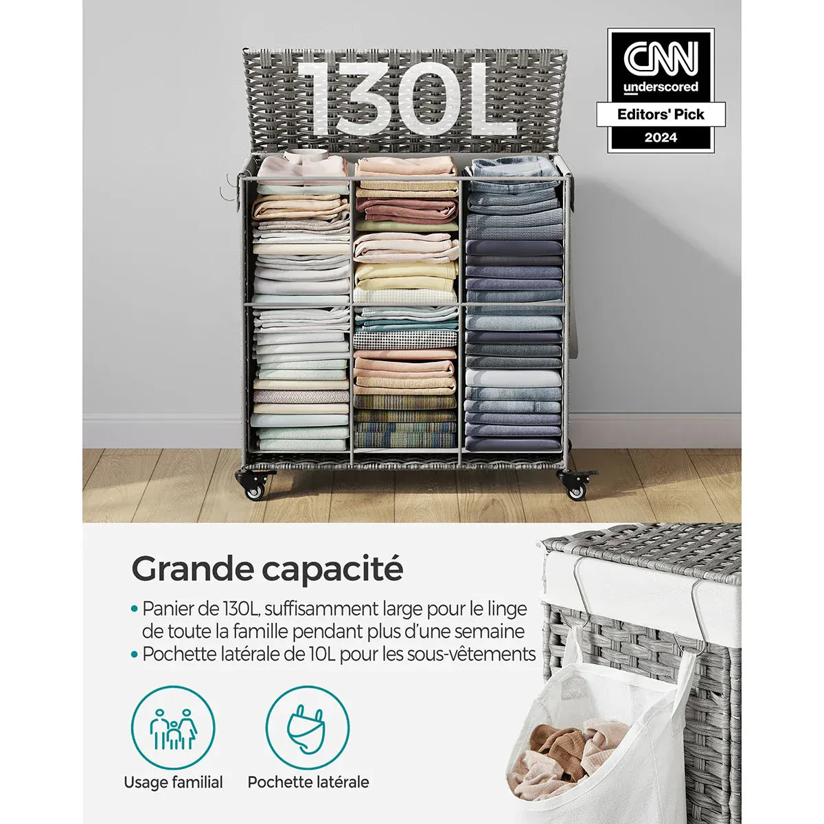 Coffre à linge sale - Sur roulette