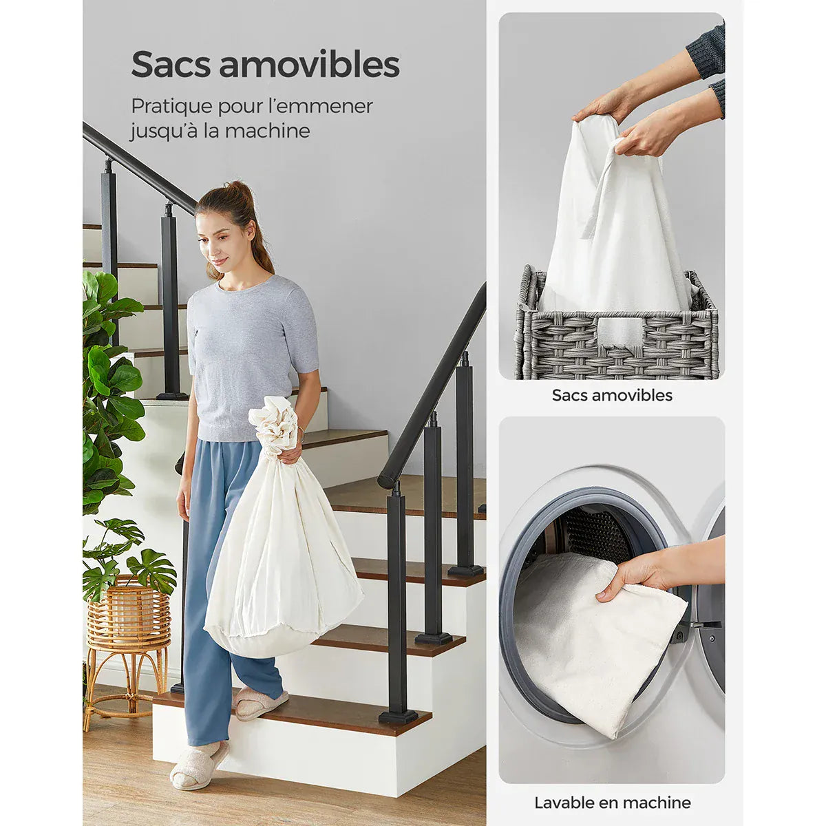 Coffre à linge sale - Sur roulette