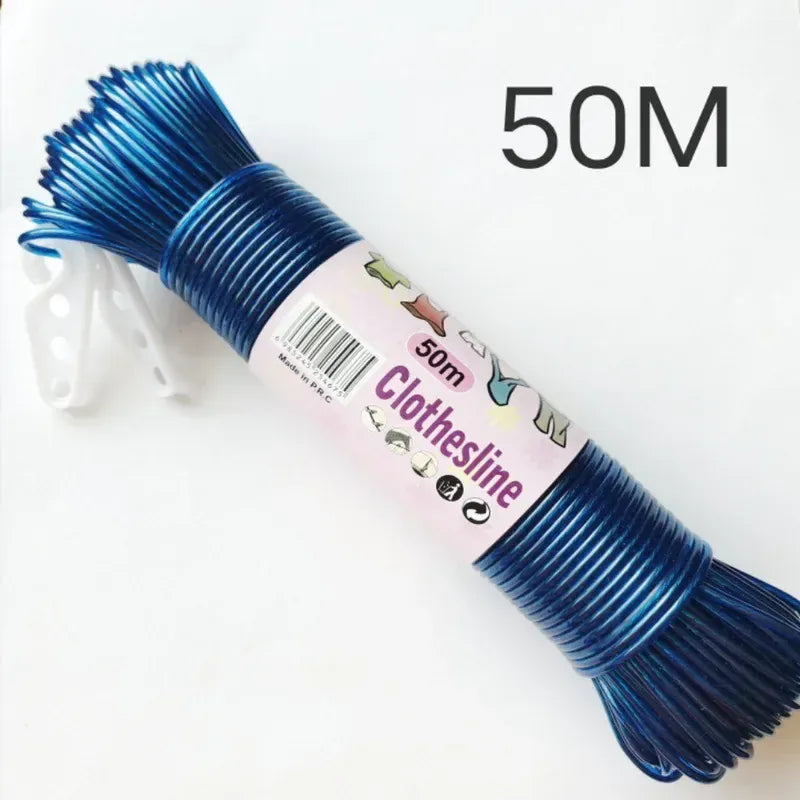 Corde à linge extérieur résistante 50m Bleu