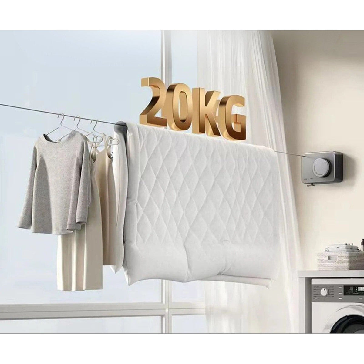 Corde à linge intérieur rétractable murale - Aéraly
