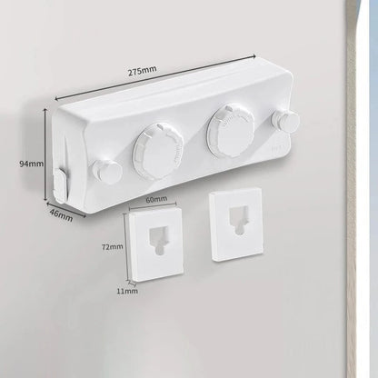 Corde à linge mural rétractable double fil Blanc