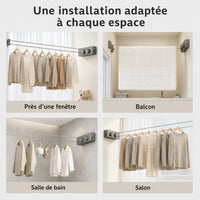 Corde à linge mural rétractable double fil