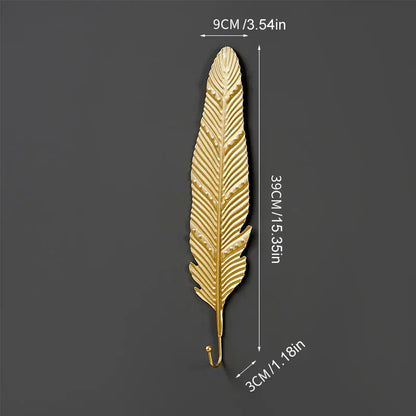 crochet mural forme feuille or luxe sac main manteau 6