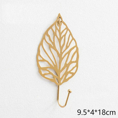 crochet mural forme feuille or luxe sac main manteau B