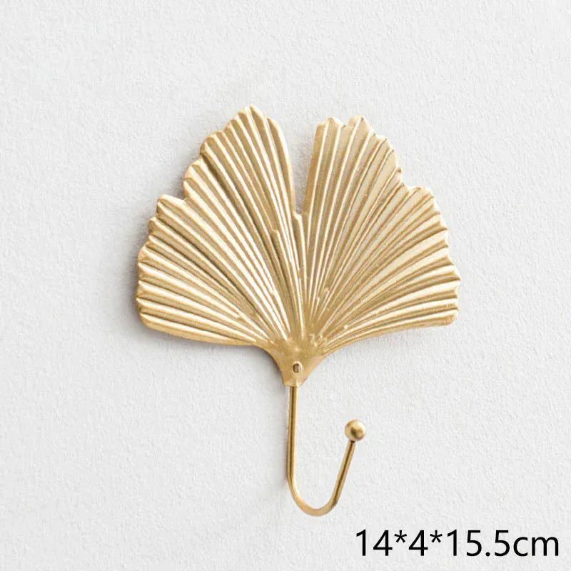 crochet mural forme feuille or luxe sac main manteau C