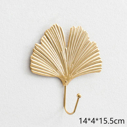 crochet mural forme feuille or luxe sac main manteau C