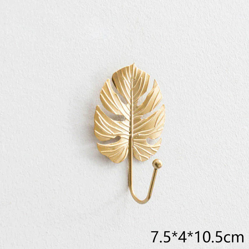 crochet mural forme feuille or luxe sac main manteau D