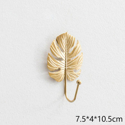 crochet mural forme feuille or luxe sac main manteau D