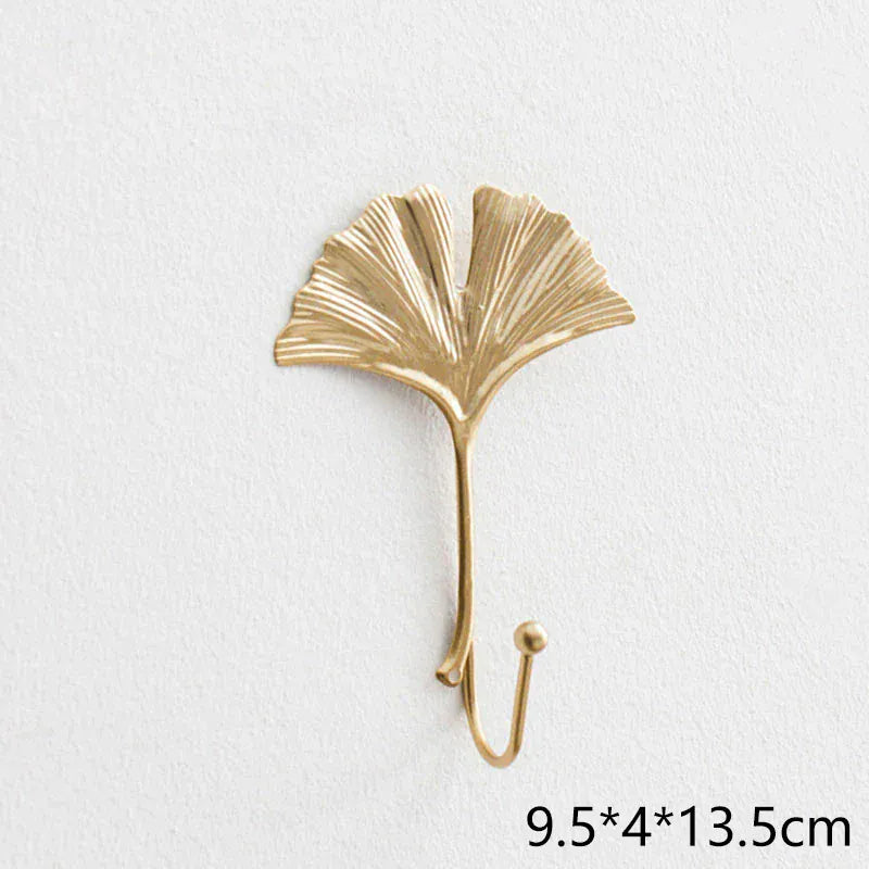 crochet mural forme feuille or luxe sac main manteau E