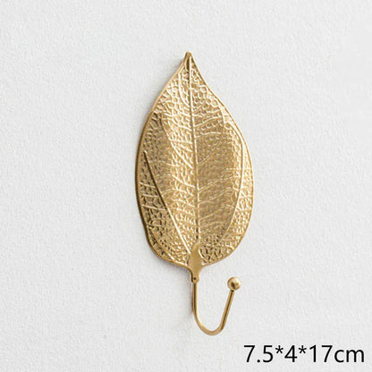 crochet mural forme feuille or luxe sac main manteau F