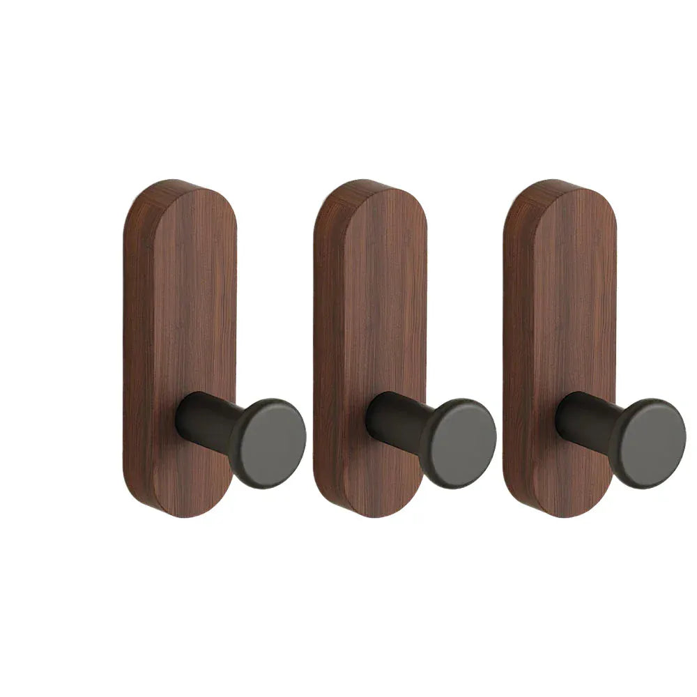 Crochets bois auto-adhésifs Marron 3PCS