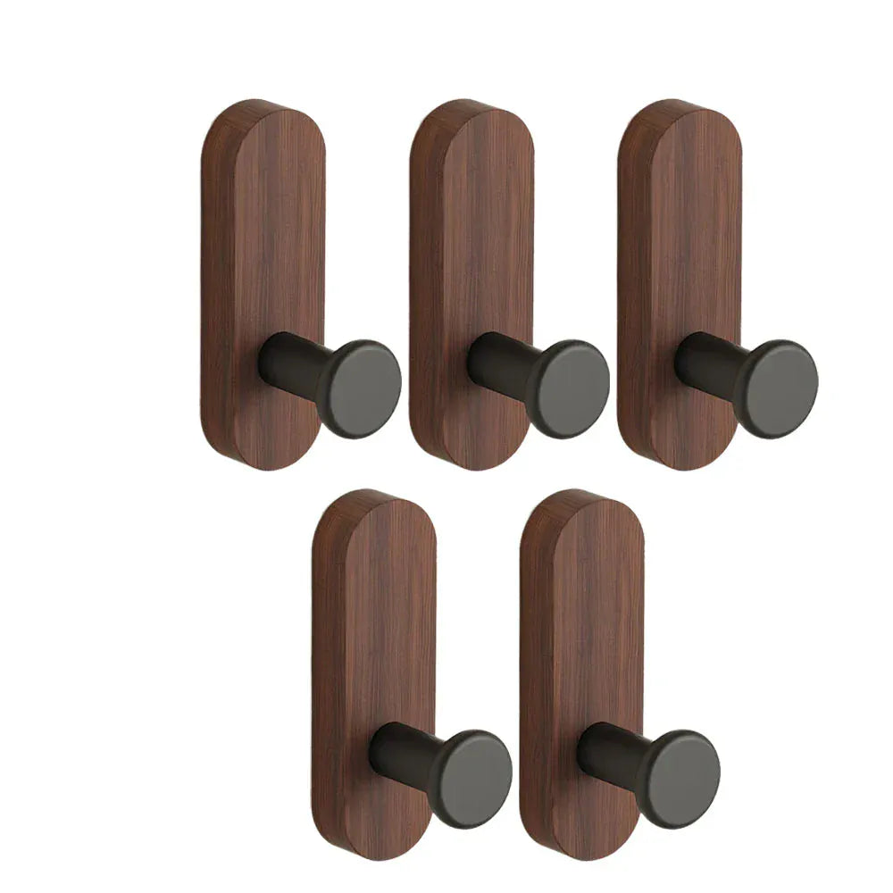 Crochets bois auto-adhésifs Marron 5PCS