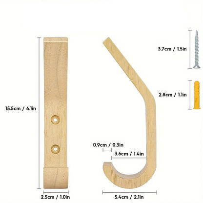 Crochets muraux bois robustes - Rangez vos affaires avec style et solidité 2 PCS
