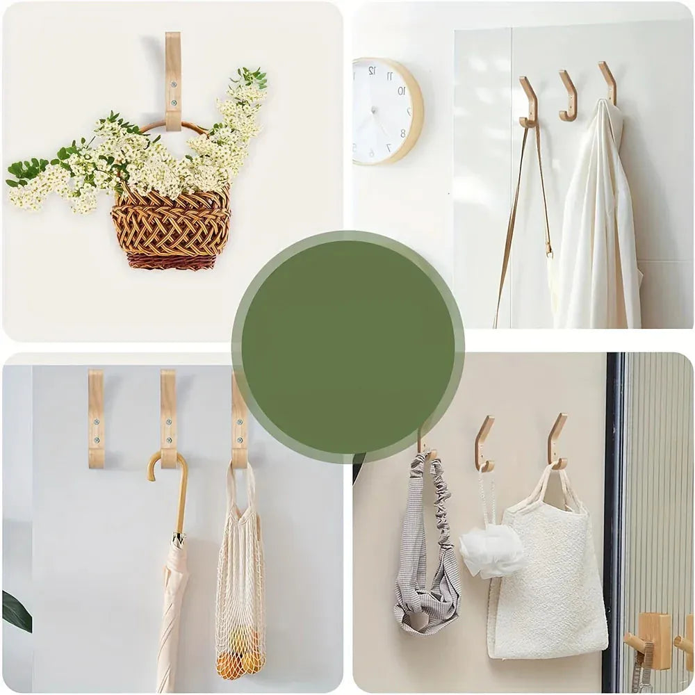 Crochets muraux bois robustes - Rangez vos affaires avec style et solidité 2 PCS