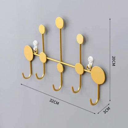 Crochets muraux pour manteaux et clés Or 5 crochets